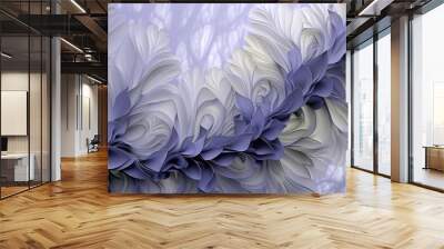 Macro view of a garland of fantastic floral petals in purple-blue and white Wall mural