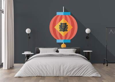 chinese new year flat icon with long shadow,eps10, chinese festi Wall mural