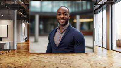 Portrait of a smiling african american businessman in the city Wall mural