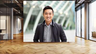 Portrait of a young asian business man smiling at the camera Wall mural