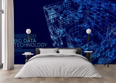 Big Data Storage Technology. Abstract Data Cube Background. Modern Technology Banner. Information Server. Data Science Computer Science Algorithms Vector Illustration. Wall mural