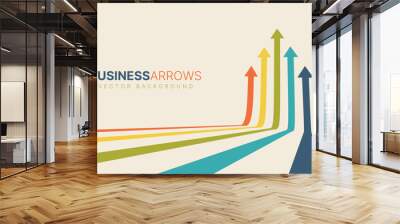 Five Arrows Moving Up Vintage Colors. Abstract Financial Chart with Uptrend Line Arrows Graph Go Up. Growth Business Revenue Invest Concept. Vector Illustration. Wall mural