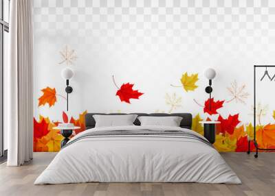 Autumn nature panorama with colorful leaves. Vector Wall mural