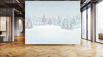 christmas winter landscape background. vector. Wall mural