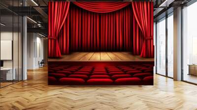 Cinema or theater scene with a curtain. Vector. Wall mural