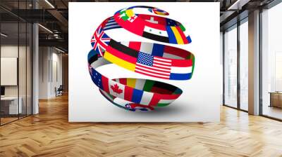 Globe made of a strip of flags. Vector. Wall mural