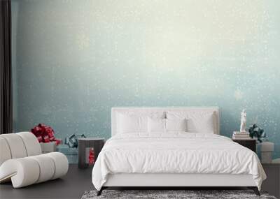 holiday christmas background with a border of gift boxes. vector Wall mural