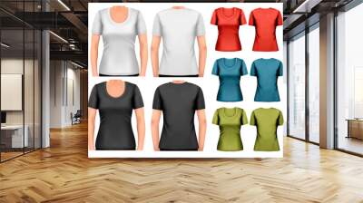 Set of colorful female t-shirts. Vector Wall mural