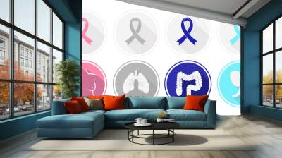 set of flat design cancer and human organ icons. vector Wall mural