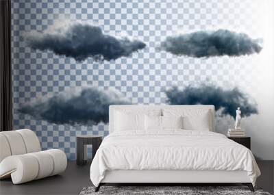 Set of transparent clouds and smoke. Vector. Wall mural