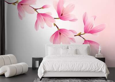 Valentine background with pink flowers. Vector. Wall mural