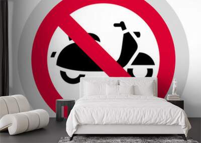 No moped forbidden sign, modern round sticker Wall mural