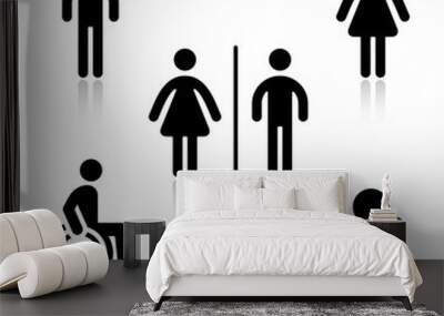 Toilet black set pictograms Wall mural