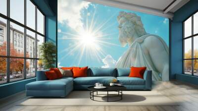 marble sculpture of zeus, king of the Gods, God of the sky, lightning, thunder, law and order, greek mythology and religion Wall mural