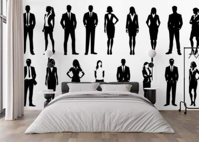 Modern silhouette of business people Wall mural