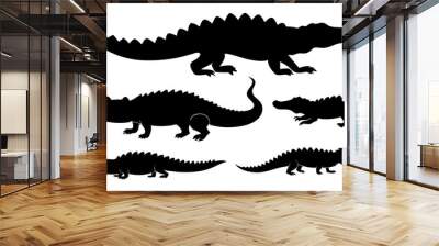 Silhouette of crocodile illustration Wall mural