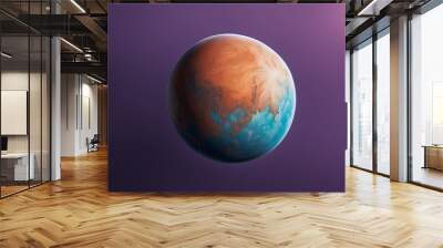 A 3D planet on a solid color background, interstellar travel, Mars or Earth, planets in space Wall mural