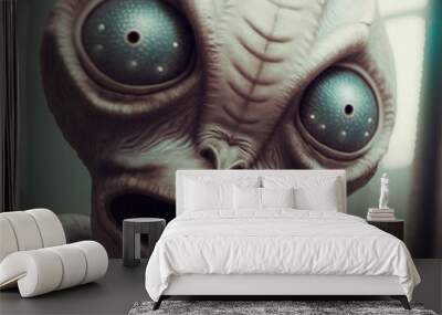 A realistic alien creature breaks out of a laboratory 3D illustration Wall mural