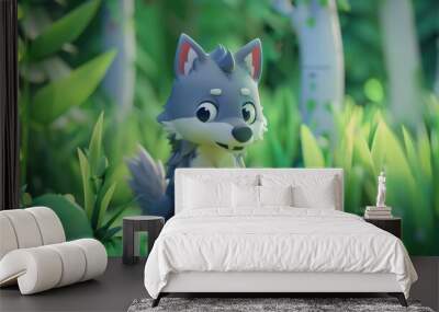 cute adorable cartoon fox  Wall mural