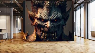 demonic creature generative ai portrait Monster creature Portrait 3D illustration with dramatic lighting in a front position reflecting the cultural heritage of another world Wall mural