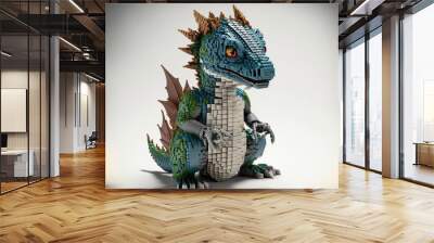 voxel pixel art dragon Generative AI Wall mural