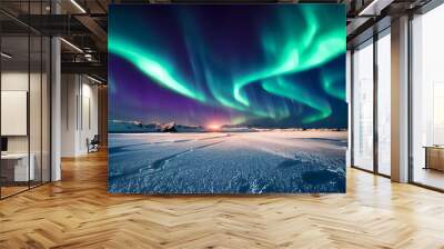 Magical and mystical northern lights. Aurora Borealis.  Wall mural