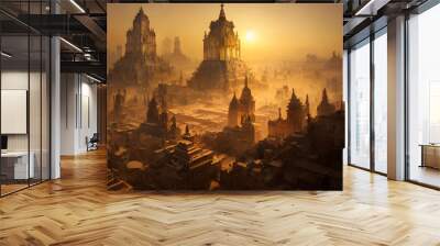 Sun rises on an ancient, powerful city.. Wall mural