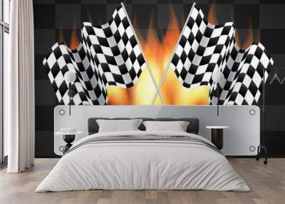 Background with checkered flags Wall mural