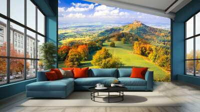 Burg Hohenzollern - Autumn landscape in the Swabian Alps, Germany Wall mural