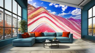 Vinicunca Rainbow Mountain in Andes, Peru outdoor spot. Wall mural