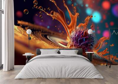 Abstract Microscopic Cell Splash Illustration, generative ai Wall mural