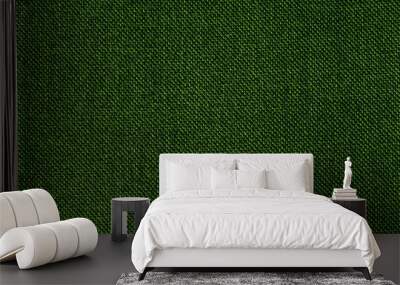 Dark green woven fabric texture background. Closeup Wall mural