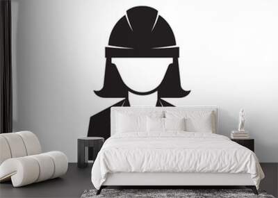 A female engineer icon. Worker, businesswoman avatar icon with hard hat.
 Wall mural