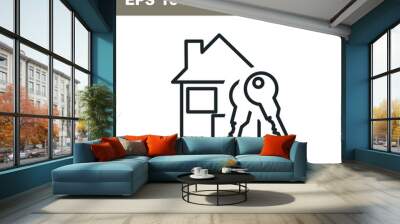 house and key icon. real estate concept flat vector. Wall mural