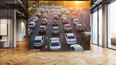 aerial view of cars in traffic Wall mural