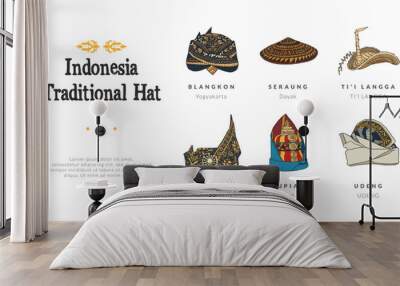 indonesia traditional hat isolated hand drawn illustration indonesia culture design inspiration Wall mural