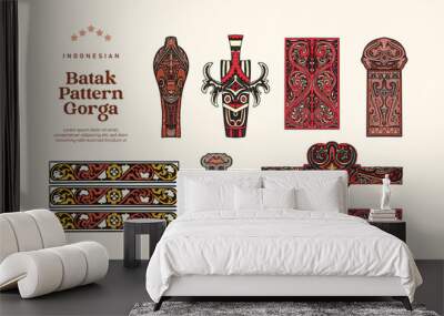 Isolated Batak Pattern North Sumatera Indonesia Illustration Wall mural