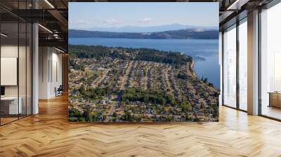 Aerial view of Powell River during a sunny summer day. Located in Sunshine Coast, BC, Canada. Wall mural