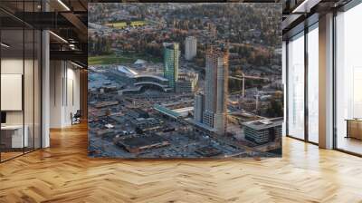 Aerial view of Surrey Central with New Highrise Construction. Picture taken in British Columbia, Canada. Wall mural