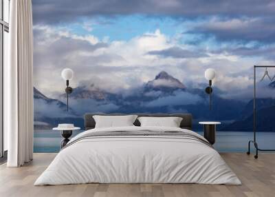 Dramatic Cloudy Morning over Alaska Coast. Nature Background Wall mural