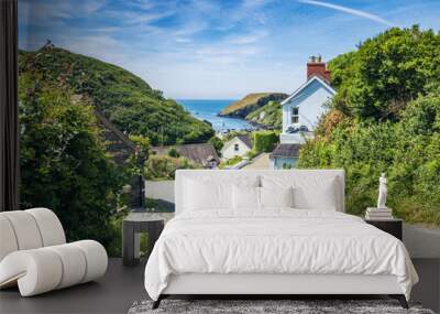 Welsh Coastal Village at Bright Sunny Day Wall mural