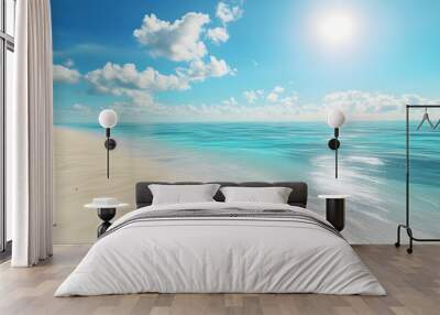 A beautiful seascape with a white sandy beach and turquoise water. Wall mural