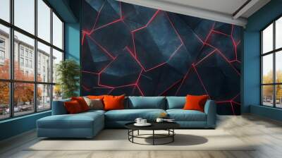 Abstract geometric background with glowing lines. Wall mural