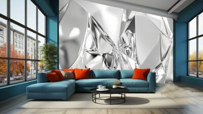 Abstract image of two reflective crystal shapes, with a blurred background. Wall mural