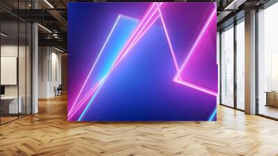 Abstract neon lights background with bright blue and pink colors. Wall mural