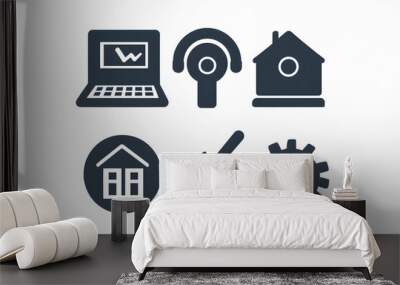 Set of 6 simple icons for a website or app. Wall mural