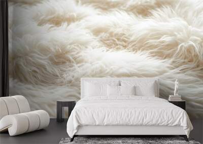 Soft, fluffy, white fur texture. Wall mural