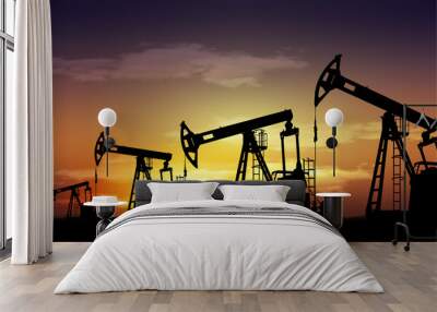 pump jack oil field Wall mural