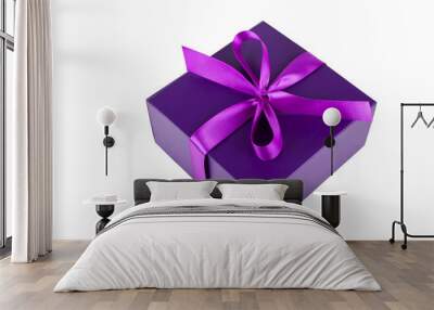 purple present box isolated on white Wall mural