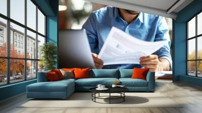  businessman  working with documents in the office.  Wall mural